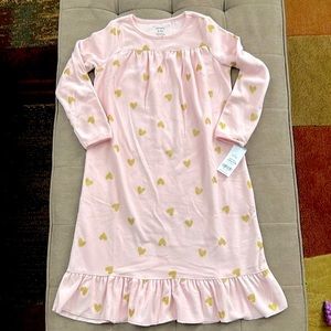 Carter’s hearts fleece nightgown kid girl size 6-7